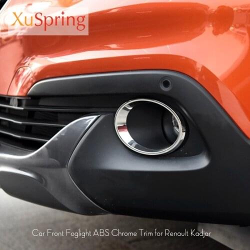 For Renault Kadjar 2016 2017 2018 2020 Car Front Fog Light Lamp Cover Frame Trim Bezel Garnish Decoration Car Stickers Styling