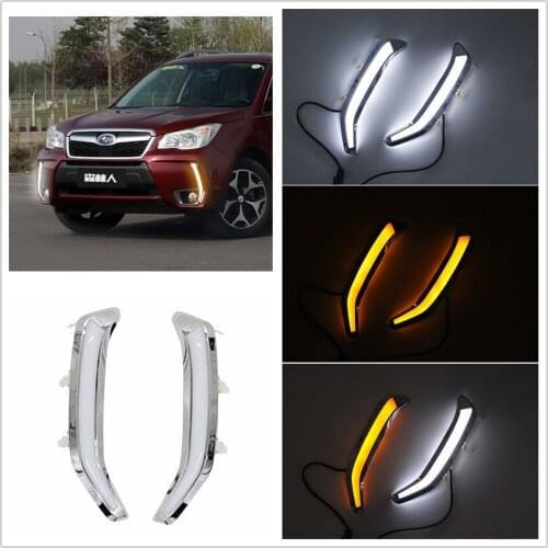 For Subaru Forester 2013 2014 2015 2016 2017 2018 LED DRL Daytime Running Light Daylight Waterproof yellow Signal