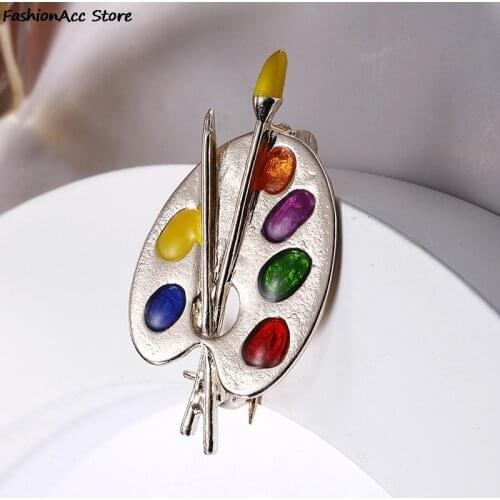 1PC Colorful Fashion Brooch Enamel Artist Decorative Palette Badge Unisex Children Dress Costume Sweater Bag Lapel Pins Gift