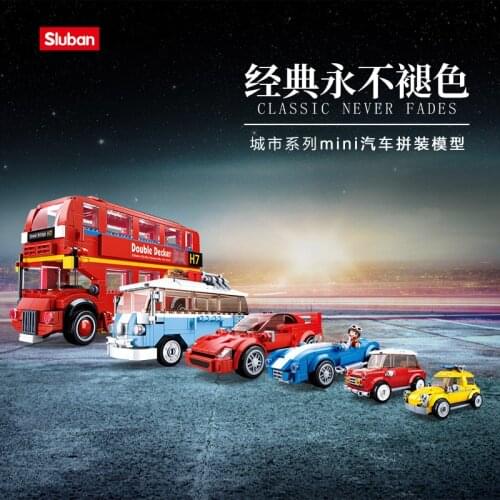 DIY Toy building blocks Mini retro sports car classic car assembling car chil educational bus boy girl birthday gift accompany