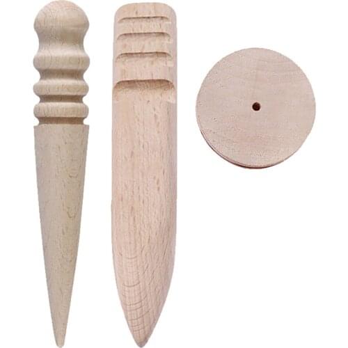 Leathercraft Tools Handmade Leather Trimming Sanding Wooden Kit for Polished Edge Leather Craft Working Tool