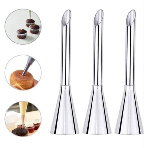 Cream Icing Piping Nozzle Tip 1PC Stainless Steel Cupcake Puffs Injection Russian Syringe Puff Nozzle Tip Pastry Tool