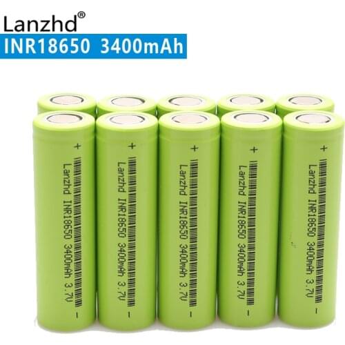 10PCS 100% New Original INR18650 3.7v 3400mah 18650 Lithium Rechargeable Battery For Flashlight batteries 18650 lithium Li ion