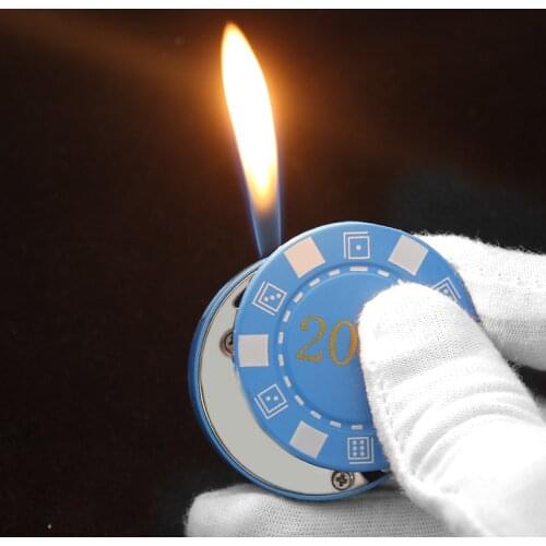 New Strange Creative Casino Chips Metal Lighter Gas Personality Butane Torch Lighter Oil Smoking Portable Mini Fun Gadgets