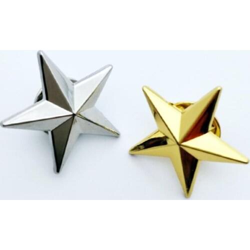 Alloy Pentagram Brooches Badge Gold And Silver Star Lapel Pins Collar Pins Fashion Jewelry Wholesale 100pcs/lot