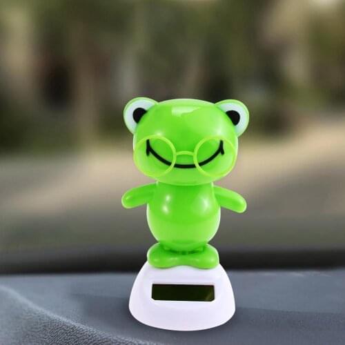 Cute Swinging Cartoon Frog Solar Power Car Interior Dashboard Ornament Gift