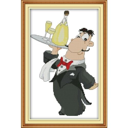 I'm a waiter cross stitch kit aida 14ct 11ct count printed canvas stitches embroidery DIY handmade needlework