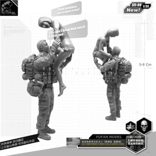 1/35 Model Kits Us Black Hawk Helicopter Members And Wife New Version Resin Soldier SII-04