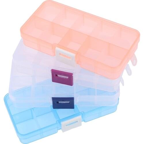 Practical 10 Grid Compartments Plastic Transparent Jewel Bead Case Cover Box Storage Container Adjustable Organizer For Jewelry