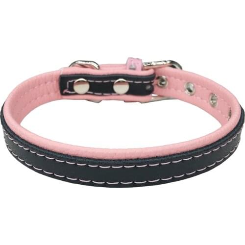 Designer New PU Leather Soft Padded Small Dog Collar Pet Puppy Cat Perro Collars with Strong Buckle for dogs Pitbull 2 Size 5