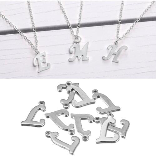 50Pcs Stainless steel English Alphabet Letters Charms Pendants A-Z For DIY Craft Pendant Necklace Jewelry Making Accessories