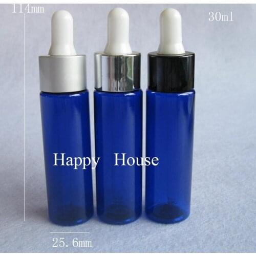 30 x 30ml Empty Blue PET Dropper Bottle, 30cc Blue PIpette Dropper Vial,1oz Cosmetic Container