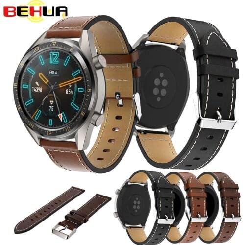 22mm watch Strap For Huami Stratos 2S 2 Genuine Leather band for Huawei Watch GT Watchband For Samsung Galaxy Watch 46mm Strap