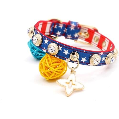 Luxuries Dog Pet Collar Cat Necklace Accessories Bling Czech Rhinestone Custom Designer Genuiner Leather Crystal Banner