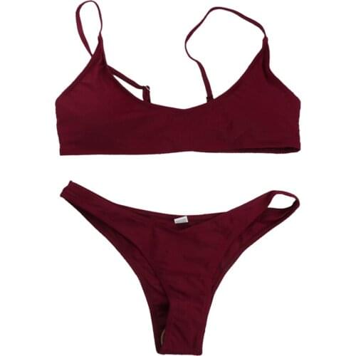 2Pcs Sexy Women Summer Swimwear Bikini Set Bra Triangle Suit Swimsuit Low Waist Swimwear Bathing Suit Swimming Suit