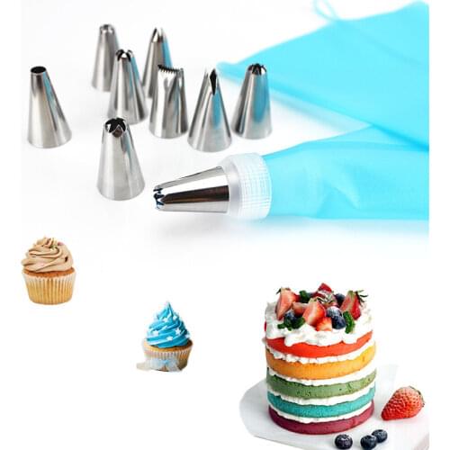 26pcs/Sets Cooking Bag + Piping Nozzles Stainless Steel Cake Decorating Tips Set Confectionery Pastry Cream Baking DIY Tools New
