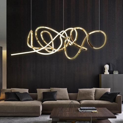 Light luxury living room chandelier shaped creative minimalist restaurant LED lamps minimalist aluminum line custom lights