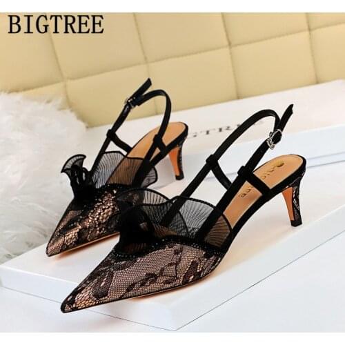 Bigtree Brand Shoes For Women Heels 2021 Ruffles High Heels PumpsLadies Shoes Black Heels Bridal Shoes Tacones Chaussure Femme