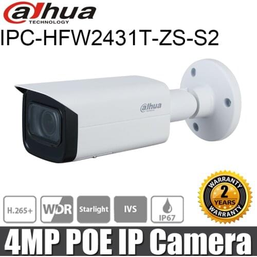 Overseas Version Dahua IPC-HFW2431T-ZS-S2 4MP IP Camera POE IR 60M 2.7mm–13.5 mm Motorized vari-focal Bullet Network Camera