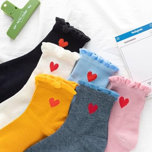 Ruffle frilly socks cute calcetines woman harajuku kawaii women skarpetki damskie kobieta skarpety mujer sock white cotton black