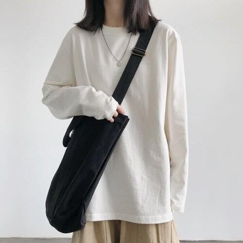 2021Spring Atumn Women T-shirt Long Sleeve Basic Tee Shirt Solid Oversized Loose Casual O-neck White Black Harajuku Female Tops