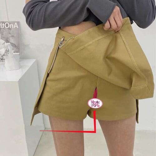 Women’s Skirt Outdoor Sex Clothes Fashion Zippers Korean Style Open Croch Sexy High Waist Mini Skirts Safety Shorts Plus Size