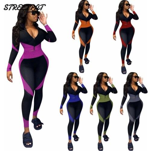 2 Piece Outfit for Women Tracksuit Sweat Suit Jogging Femme Zipper V Neck Top Pencil Leggings Set Fitness Chandal Mujer
