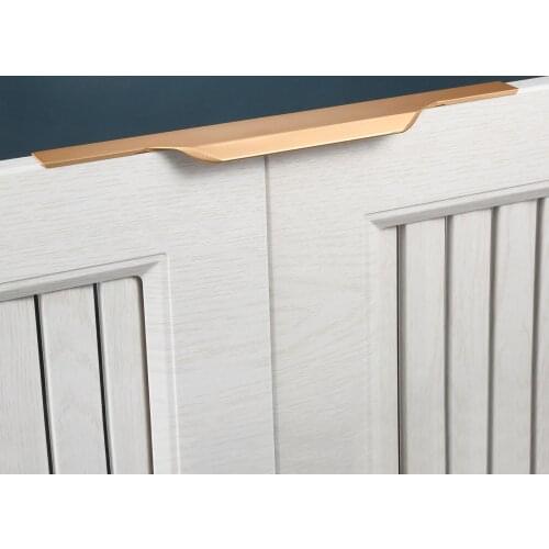 300mm/400mm Black/Gold Hidden Cabinet Handles Aluminum Alloy Kitchen Handles Cupboard Pulls Drawer Knobs Furniture Door Hardware