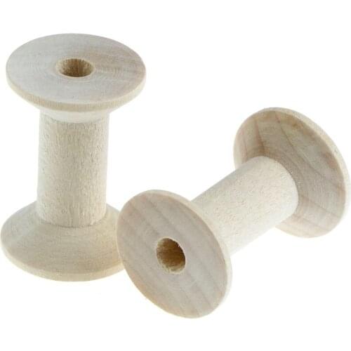 10Pcs Vintage Style Empyty Wooden Bobbins Spools Reels Organizer For Sewing Ribbons Twine Wood Crafts Tools Thread Wire
