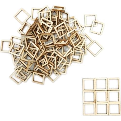 100pcs 20mm Unfinished Square Wood Slices Blank for Coasters, Pyrography, Painting, Writing, Photo Props and Decorations