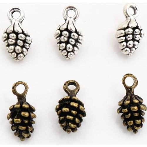 13x7mm 30pcs Antique Sliver and Bronze Plated Pine Cone Handmade Charms Pendant:DIY for bracelet necklace