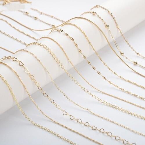 14k gold plated jewelry accessories copper chains 100cm making DIY chain necklace FPPJ
