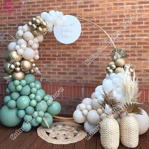 182pcs Birthday Party Wedding Avocado Green Latex Balloon Arch Kit Sandy White Balloon Garland Baby Shower Swimming Poo lDecor