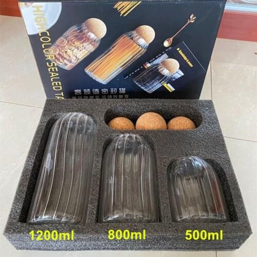 3pcs/set Transparent Glass Seasoning Teapot Storage Tank Storage Bottle Home Decoration Food Container Kitchen Storage Tool