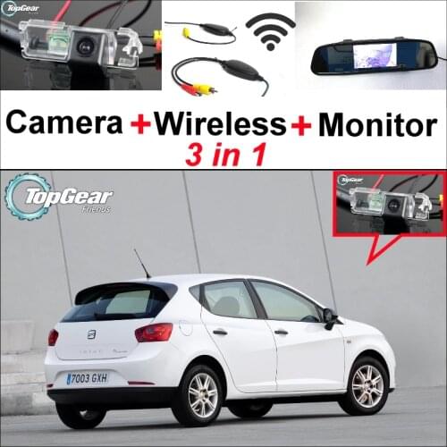 3 in1 Special Rear View Camera + Wireless Receiver + Mirror Monitor DIY Parking System For SEAT Ibiza 6L 6J SC MK3 MK4 2002~2015