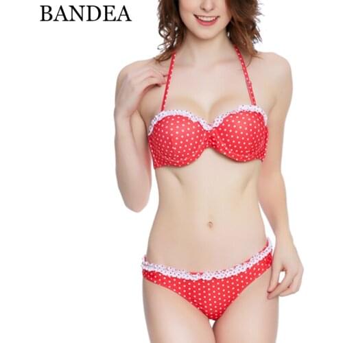 BANDEA Swimwear Women 2019 Sexy Push UP Bikini Set Brazilian Vintage Retro Swimwear Dot Red Black Swimsuit Biquinis Mujer
