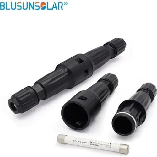 BLUSUNSOLAR 200pcs/lot 1500VDC PV In Line Fuse Solar Connector Holder Waterproof Connector With15A Fuse Used In Solar Panel
