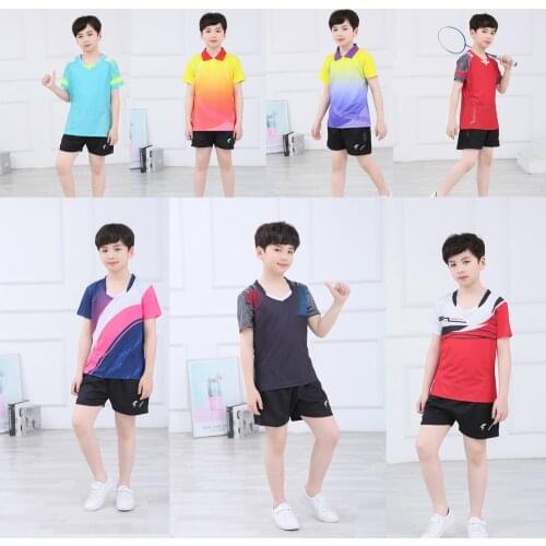 Kid Badminton Suit Short sleeve Girls Tennis Shirt Shorts Sets Boys Ping Pong Clothes Child Volleyball Kits Sportswear Clothing