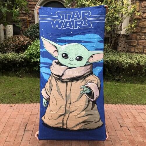 New Cute Disney Star Wars Baby Yoda Bath Towel Baby Swimming Beach Towel Soft Washcloth 70x140cm Boys Girls Kids Blanket Throws