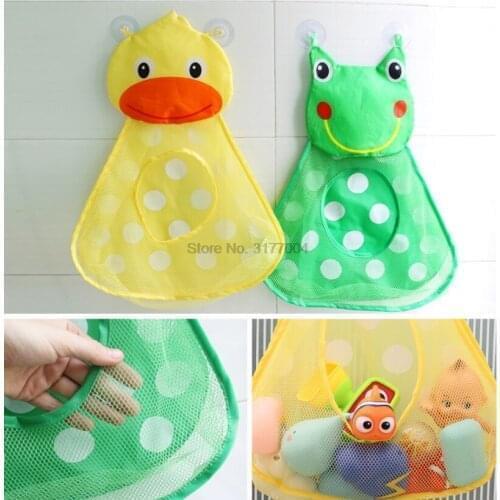 DHL 200pcs Baby bathroom cartoon animal Duck Frog shapes mesh net bag for bath toys/cloth sand toys beach storage