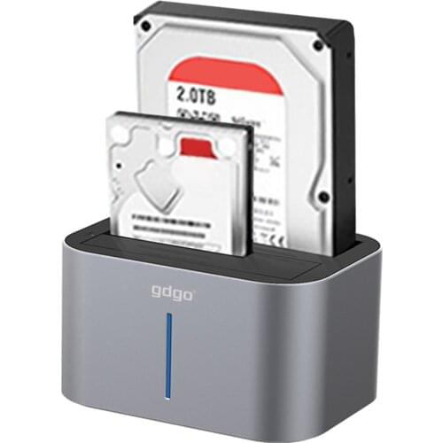 3.5/2.5 inch SATA to USB 3.0 HDD SSD Enclosure Box Disk Case Dual Bay External Hard Drive Docking Station Support 14TB Linux Mac