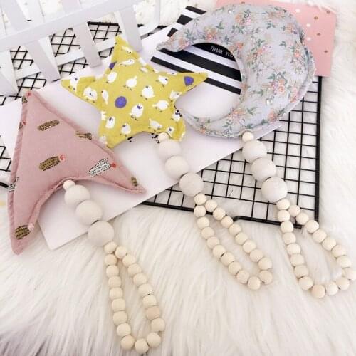 Beautiful Nordic Wooden Hanging Pentagram Moon Tent Ornaments Wall Decoration Photography Props Decorations Gifts