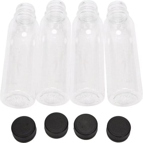 82Pcs 250ML Round Empty PET Plastic Juice Bottles Clear Milk Bulk Containers With Black Tamper Evident Caps-ABUX