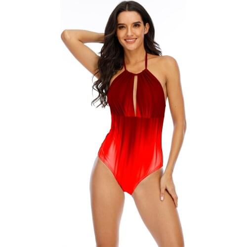 Gradient Color Bikini Set Womens Swimsuit Double Looksswimwear 2021 New Bathing Suits Swimming String Thong Sexy Red Grey Green