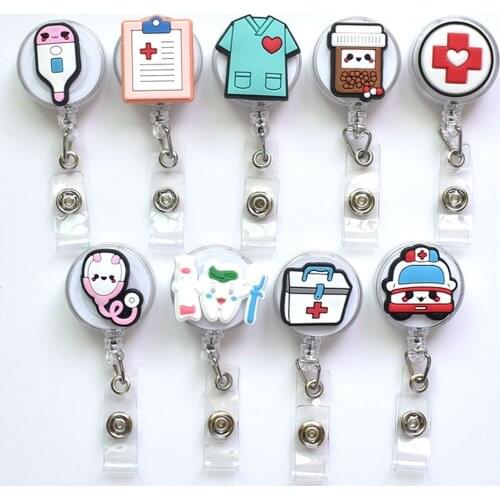 Cute Medical Treatment Practical Portable Retractable Keychain Doctor Nurse Clip Badge Reel Clip ID Card Badge Holder