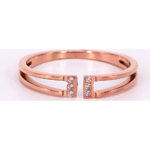 Fashion Stainless Steel Love Crystal CZ zircon Hollow Open Rings Women Rose Gold Color Party Wedding Gift
