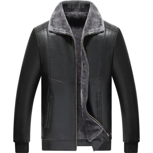 Leather Jacket Men Coats 2020 Winter PU Jacket Outerwear Biker Male Business Winter Faux Fur Jacket Thick Fleece Leather Coat