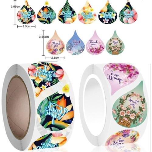 Water Drop Flower Sticker Paper Labels Round Reward Scrapbooking Stickers Wedding Party Decor Envelope Seals Stickers Stationery