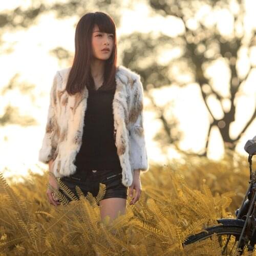 New genuine real rabbit fur coat womens natural rabbit fur coats short fashion jacket Free shipping custom plus size