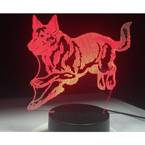 German Shepherd Running Dog 3D Night Lamp Hologram 3D Decor Lamp Colorful Table Desk Lights Birthday Gift For Children Friends